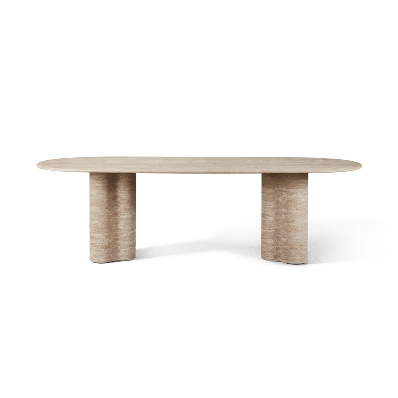 Porto Travertine Pill Dining Table 96" by Harbour