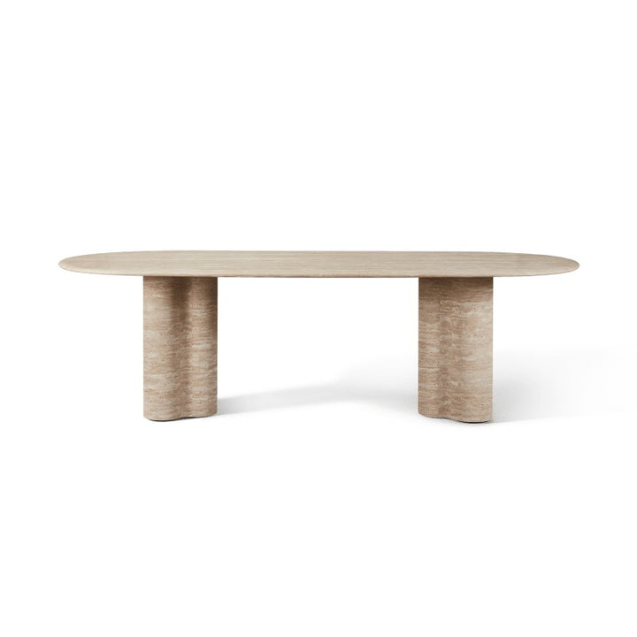 Porto Travertine Pill Dining Table 96" by Harbour