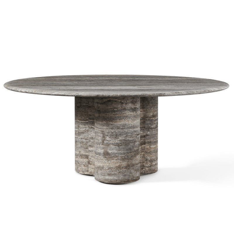 Porto Travertine Round Dining Table 72" by Harbour in Travertine Grey