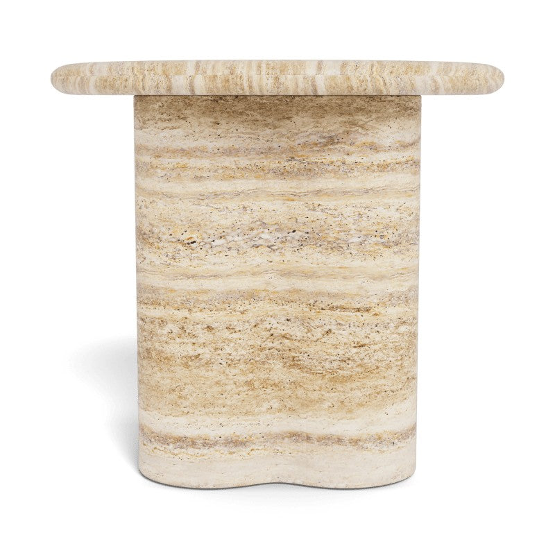 Porto Travertine Round Side Table by Harbour detail view 1