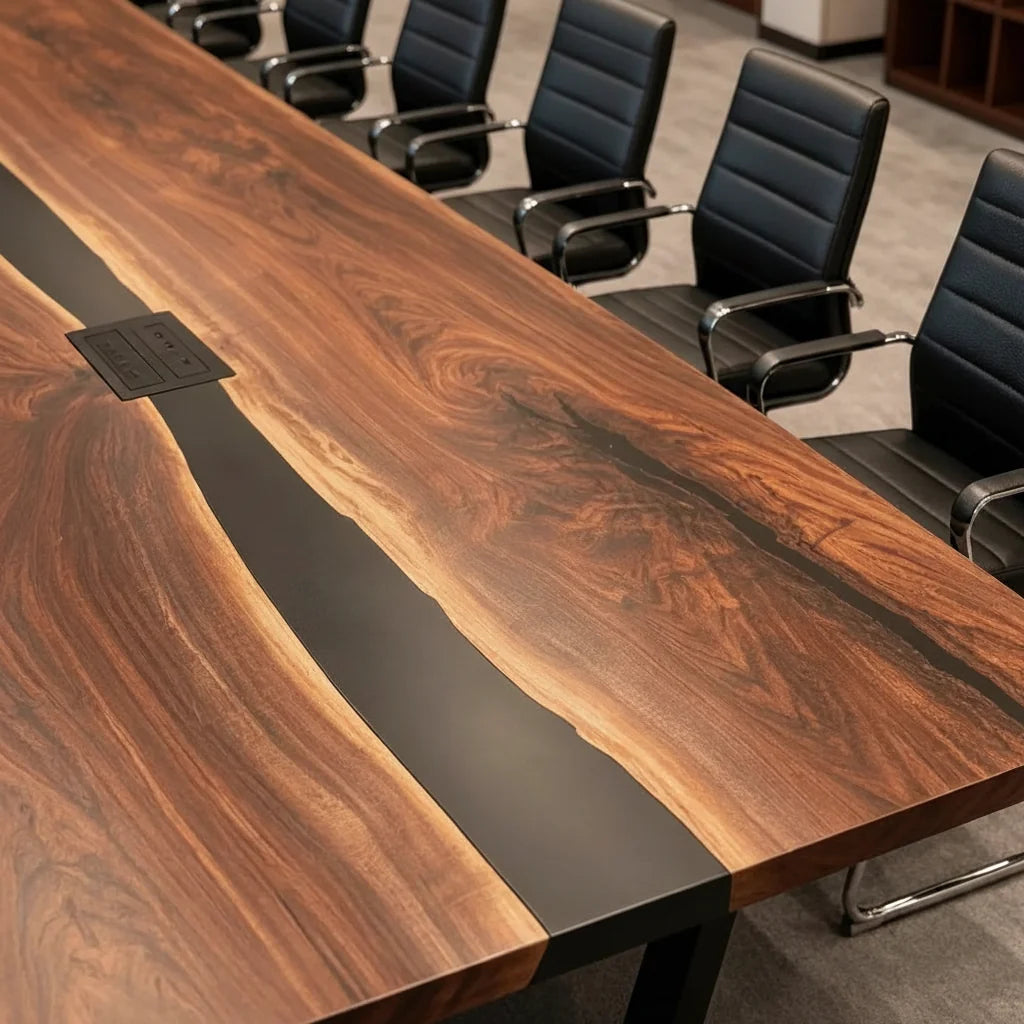 Black Walnut Obsidian Boardroom Table by Thomas Dawn