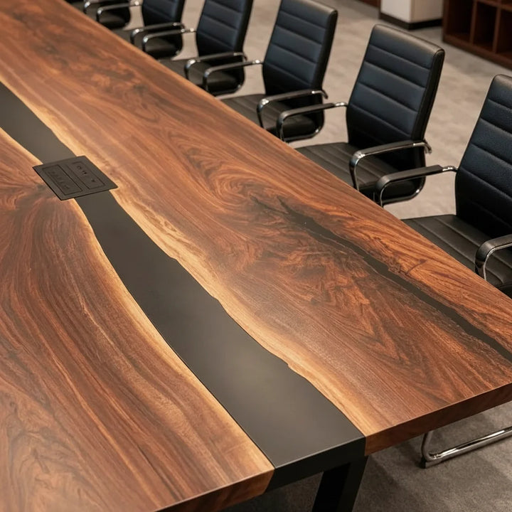 Black Walnut Obsidian Boardroom Table by Thomas Dawn