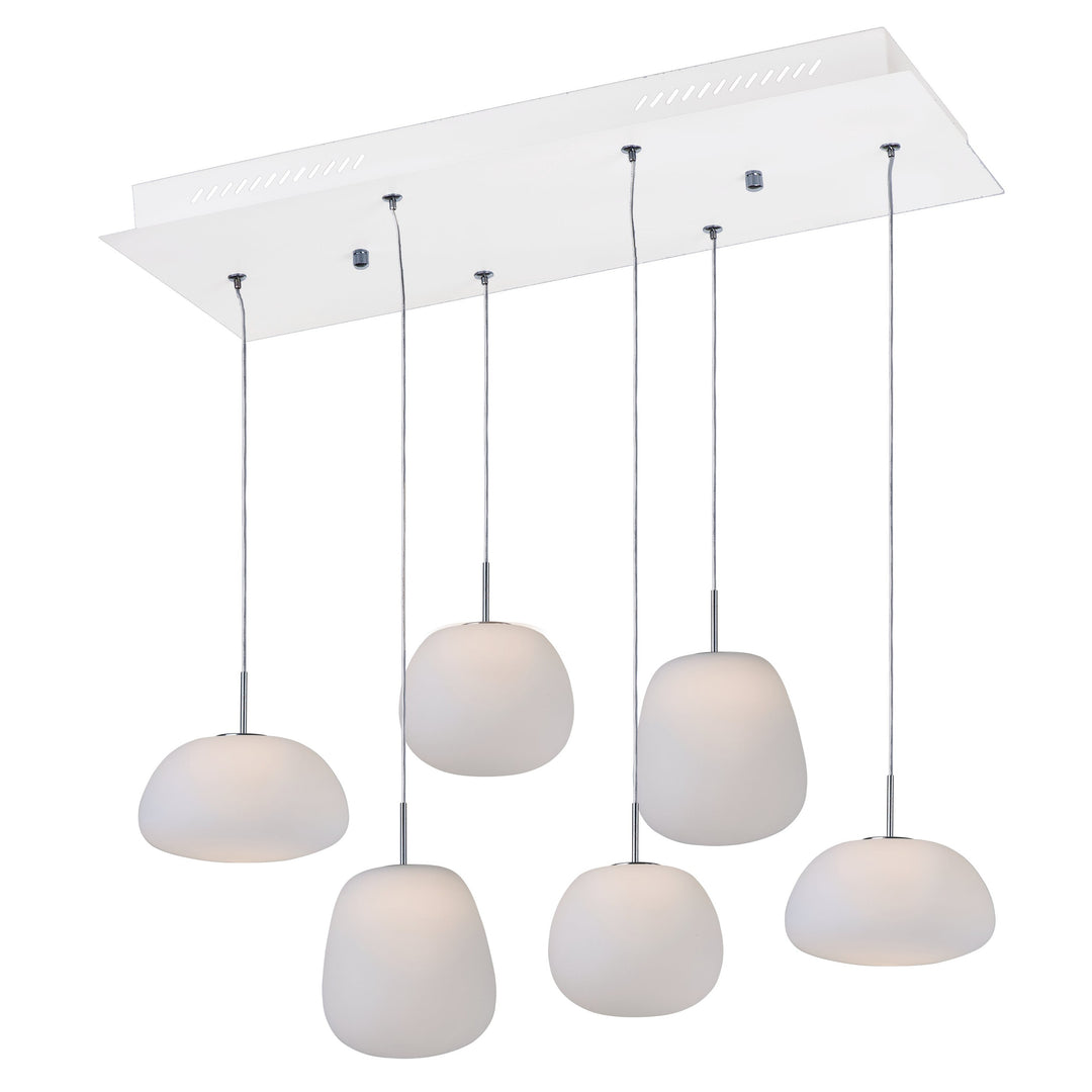 Puffs 6-Light LED Pendant by ET2 Lighting in White, front view
