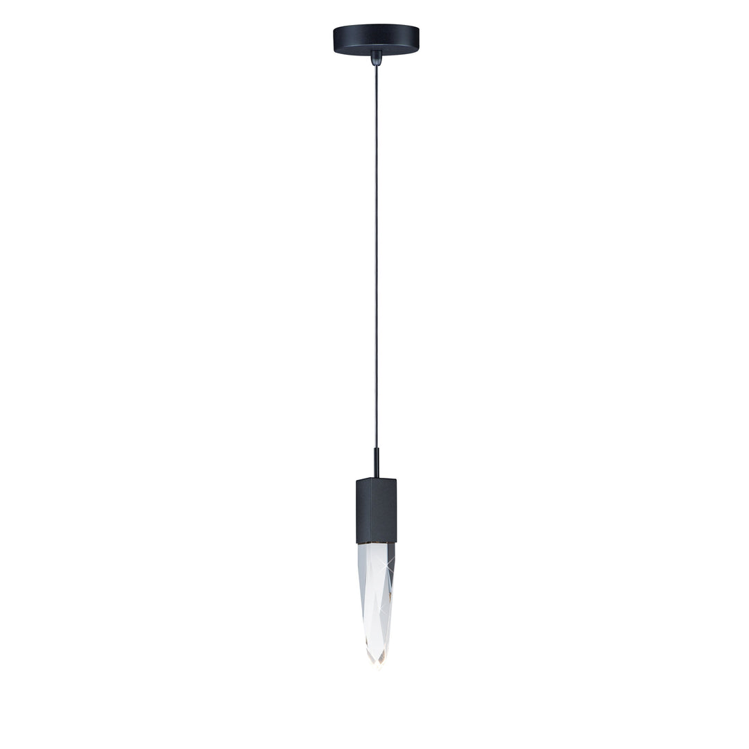 Quartz 1-Light LED Pendant (15.75" H) by ET2 Lighting in Black, front view