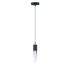 Quartz 1-Light LED Pendant (15.75" H) by ET2 Lighting in Black, front view
