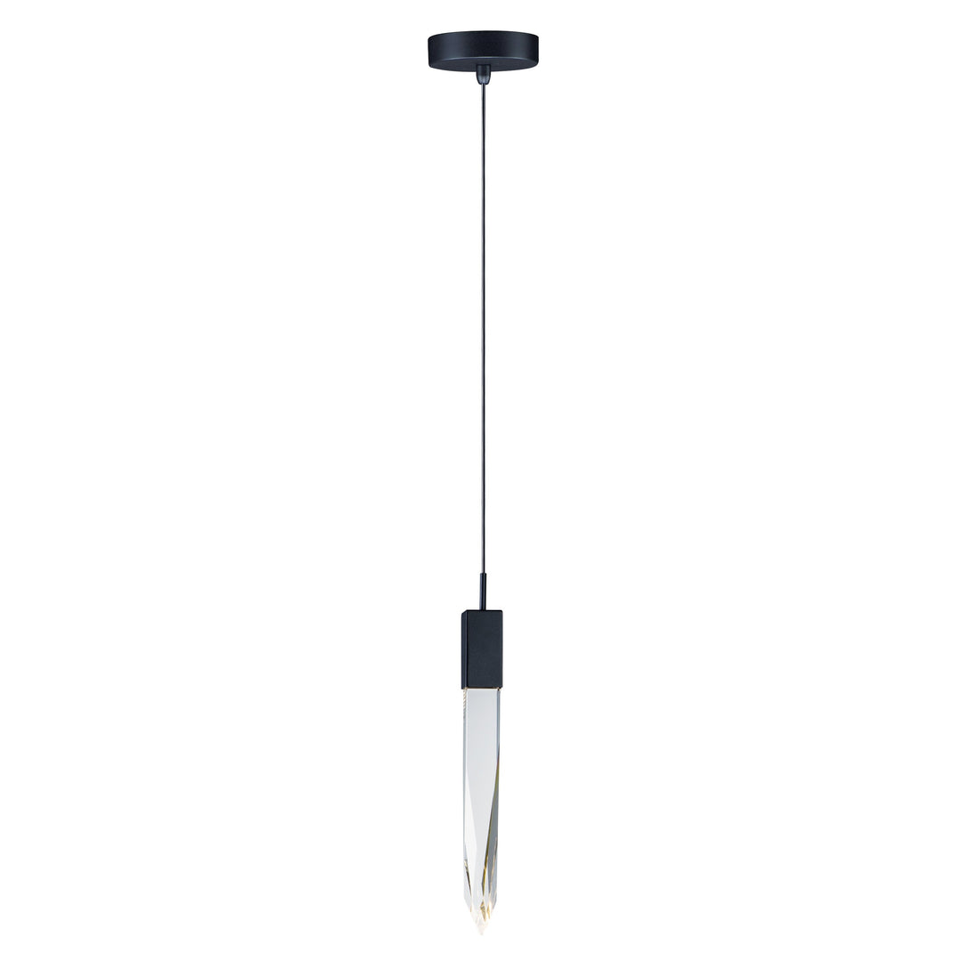 Quartz 1-Light LED Pendant (21" H) by ET2 Lighting in Black, front view