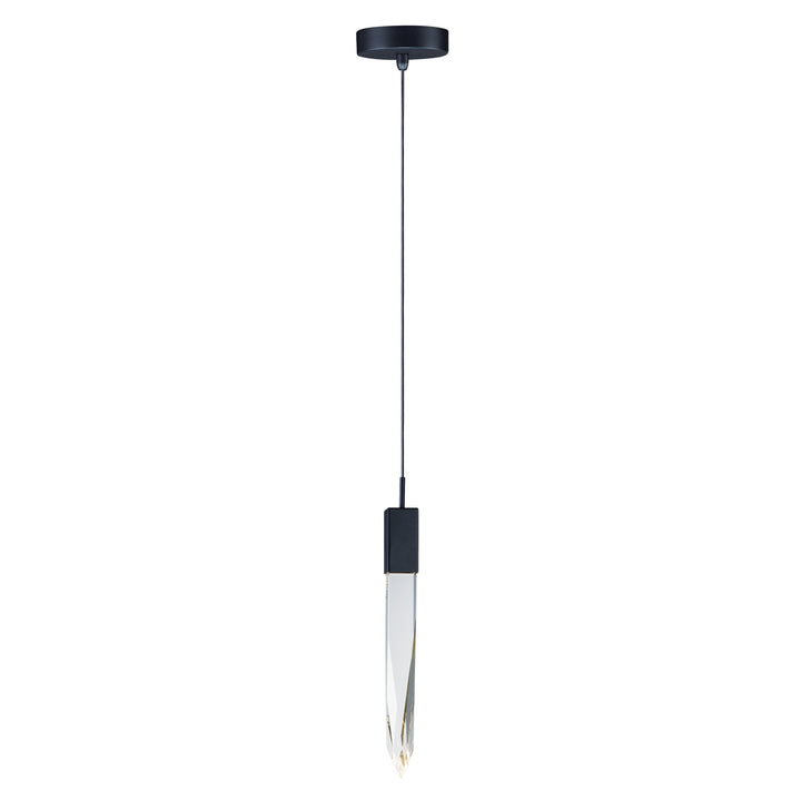 Quartz 1-Light LED Pendant (21" H) by ET2 Lighting in Black, front view
