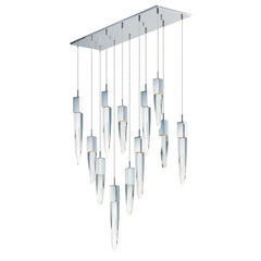 Quartz 12-Light LED Pendant by ET2 Lighting in Polished Chrome, front view