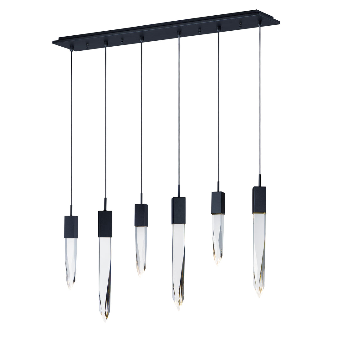Quartz 6-Light LED Pendant by ET2 Lighting in Black, front view