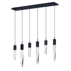 Quartz 6-Light LED Pendant by ET2 Lighting in Black, front view