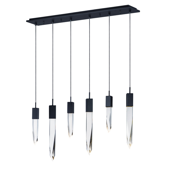 Quartz 6-Light LED Pendant by ET2 Lighting in Black, front view