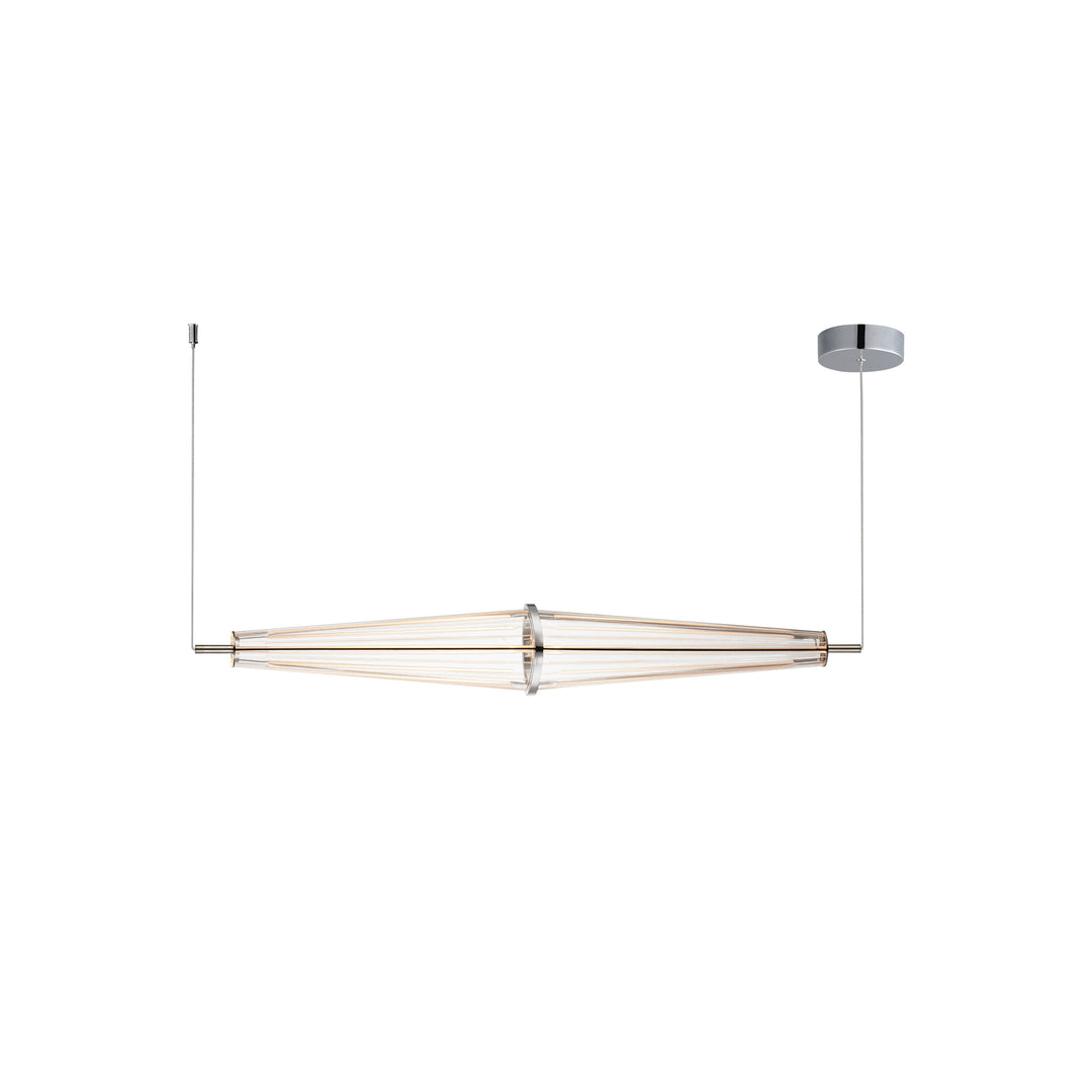 Quasar 35.5" LED Pendant by ET2 Lighting in Polished Chrome, front view