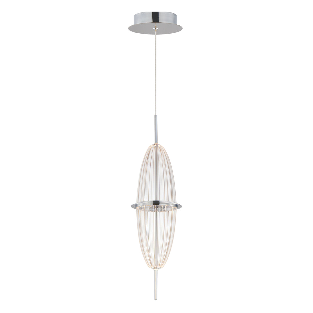 Quasar LED Mini Pendant by ET2 Lighting in Polished Chrome, front view