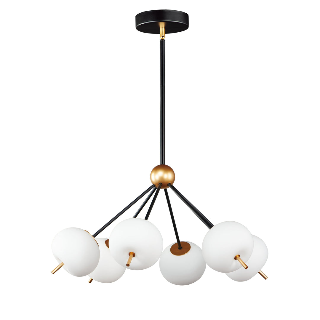 Quest 6-Light LED Pendant by ET2 Lighting in Black / Gold, front view
