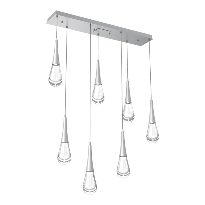 Raindrop Linear Pendant Chandelier by Hammerton Studio 7 Lights in Classic Silver with Clear glass