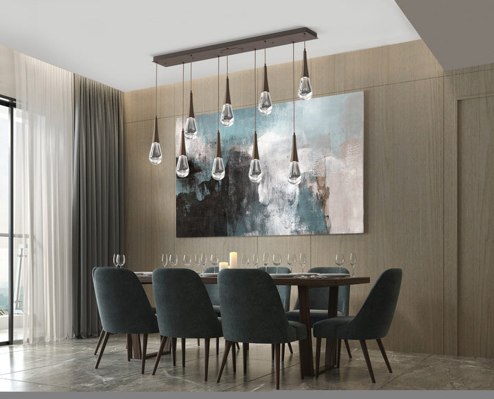 Raindrop Linear Pendant Chandelier by Hammerton Studio in a styled interior