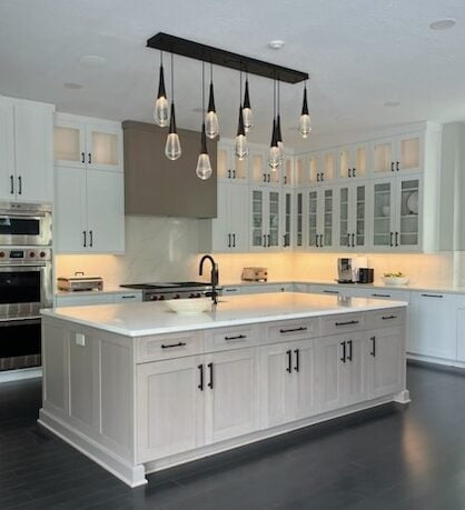 Raindrop Linear Pendant Chandelier by Hammerton Studio in a styled interior