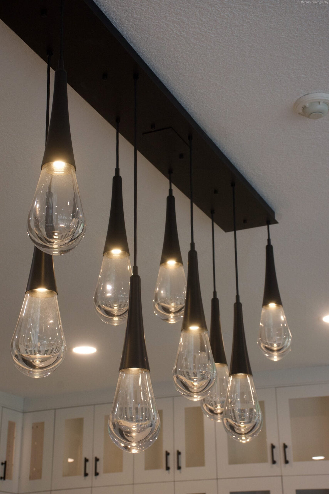 Raindrop Linear Pendant Chandelier by Hammerton Studio in a styled interior