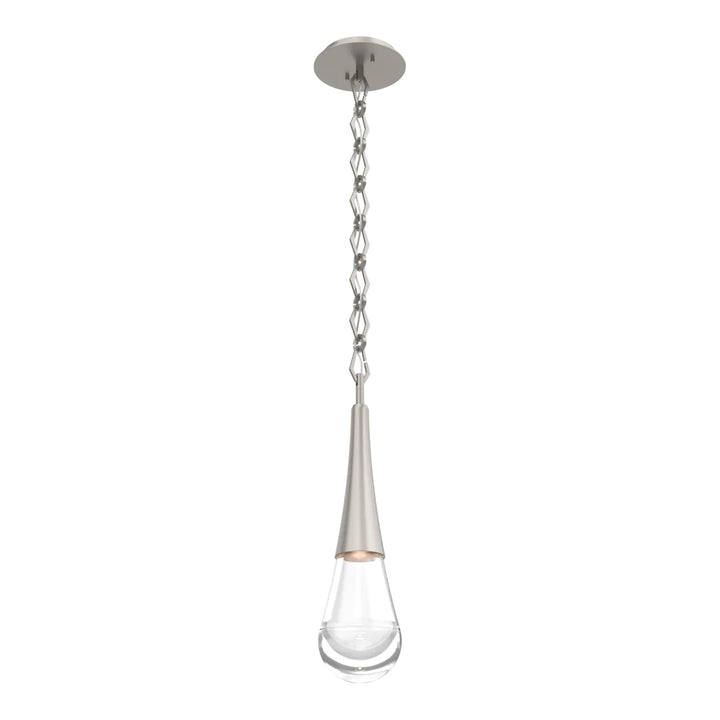 Raindrop Pendant by Hammerton Studio in Beige Silver with Clear glass on chain