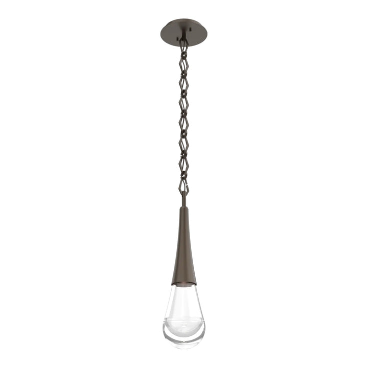 Raindrop Pendant by Hammerton Studio in Flat Bronze with Clear glass on chain