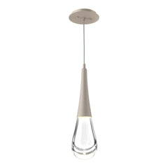 Raindrop Pendant by Hammerton Studio in Beige Silver with Clear glass on adjustable cord