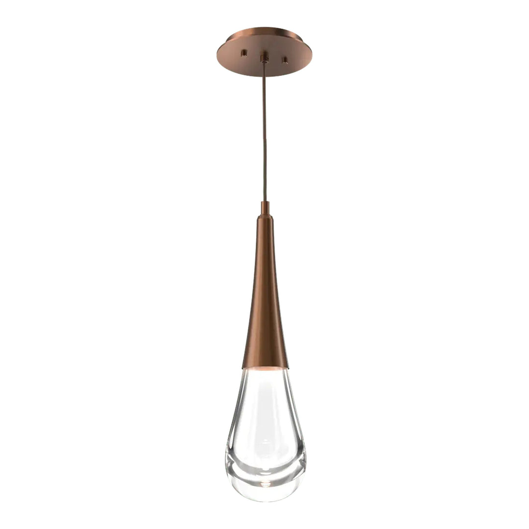 Raindrop Pendant by Hammerton Studio in Burnished Bronze with Clear glass on adjustable cord
