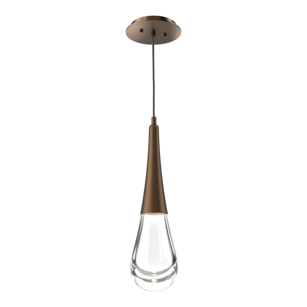Raindrop Pendant by Hammerton Studio in Flat Bronze with Clear glass on adjustable cord