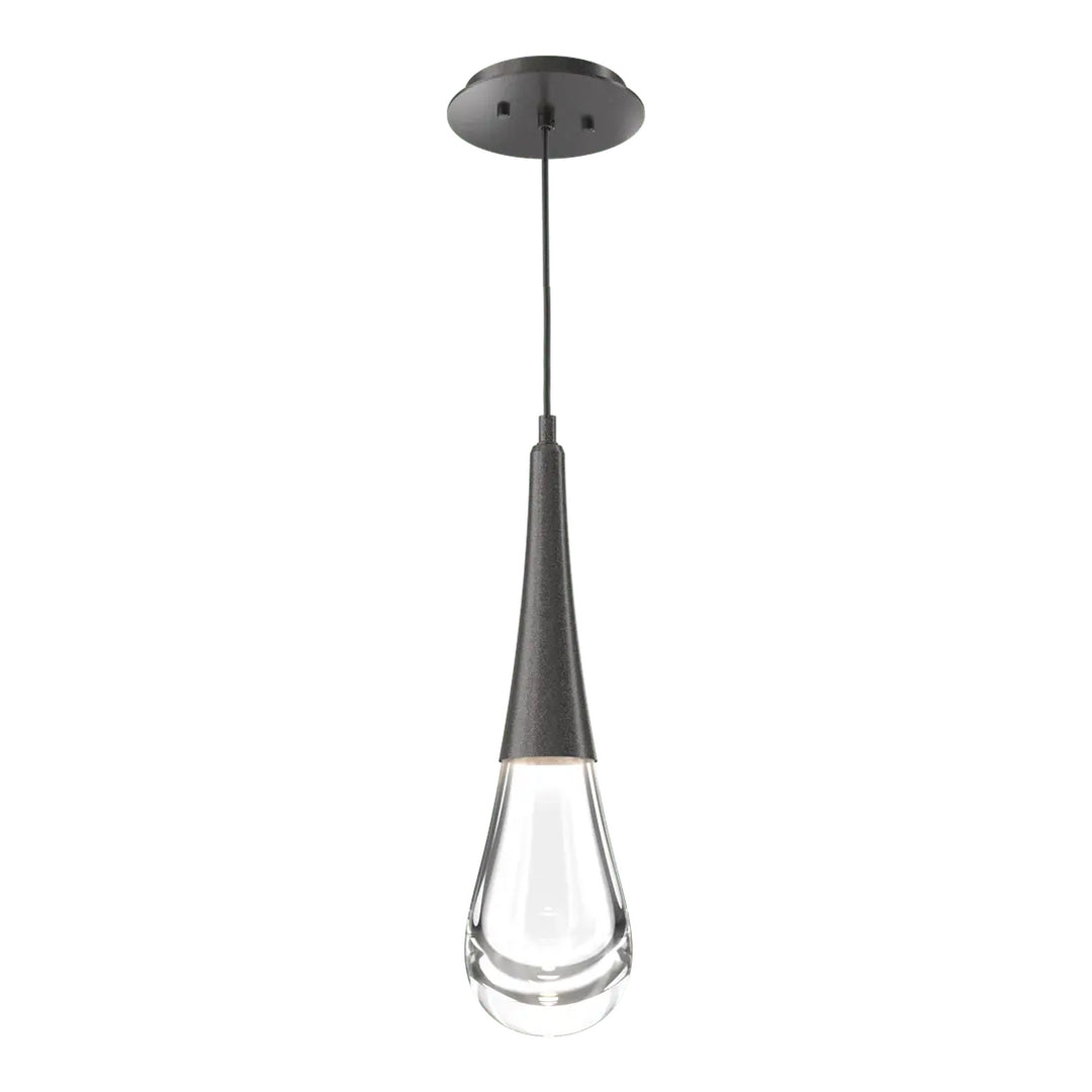 Raindrop Pendant by Hammerton Studio in Graphite with Clear glass on adjustable cord