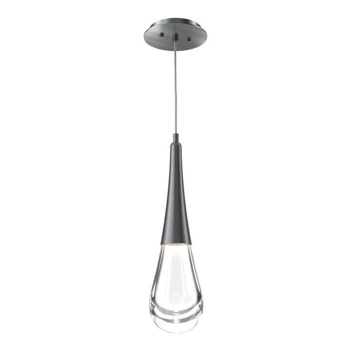 Raindrop Pendant by Hammerton Studio in Gunmetal with Clear glass on adjustable cord