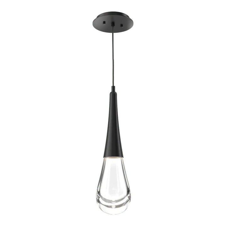 Raindrop Pendant by Hammerton Studio in Matte Black with Clear glass on adjustable cord