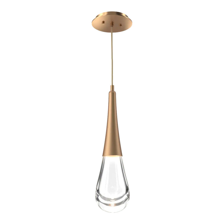 Raindrop Pendant by Hammerton Studio in Novel Brass with Clear glass on adjustable cord