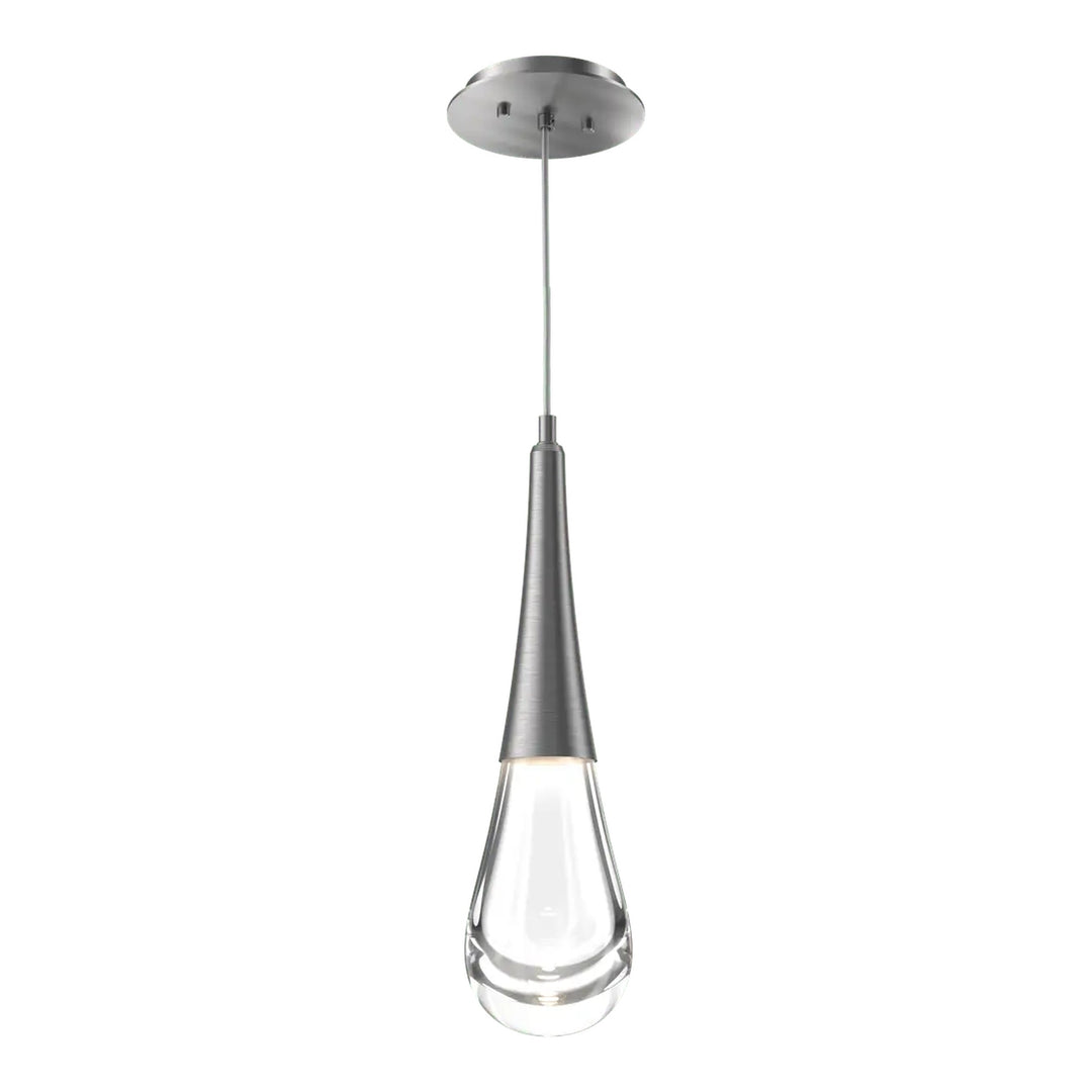 Raindrop Pendant by Hammerton Studio in Satin Nickel with Clear glass on adjustable cord