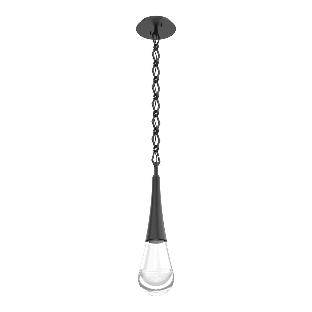 Raindrop Pendant by Hammerton Studio in Matte Black with Clear glass on chain