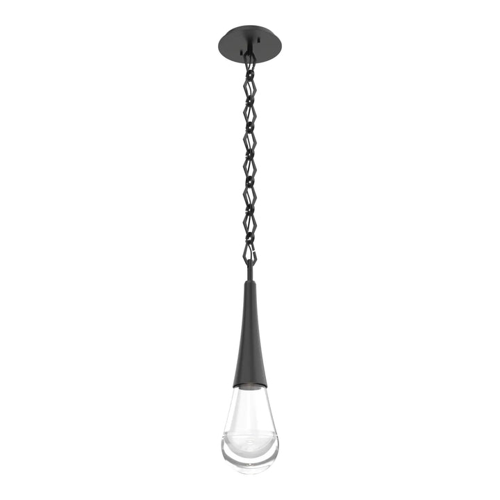 Raindrop Pendant by Hammerton Studio in Matte Black with Clear glass on chain
