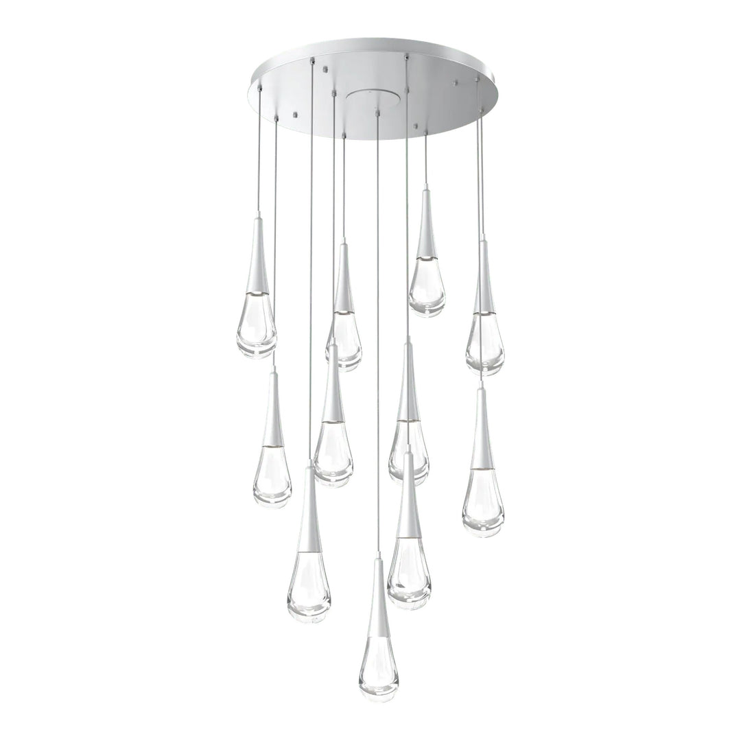 Raindrop Round Pendant Chandelier by Hammerton Studio 11 Lights in Classic Silver with Clear glass on adjustable cord