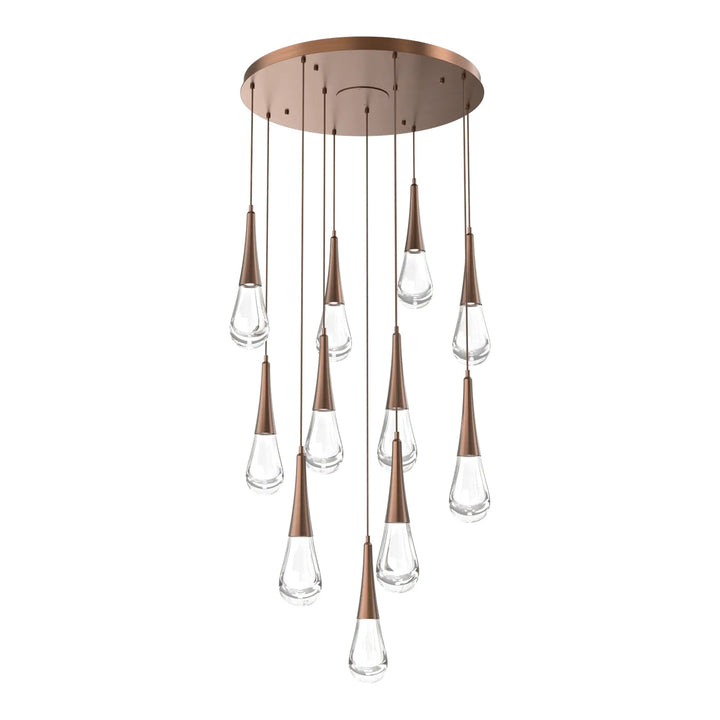 Raindrop Round Pendant Chandelier by Hammerton Studio 11 Lights in Oil-Rubbed Bronze with Clear glass on adjustable cord