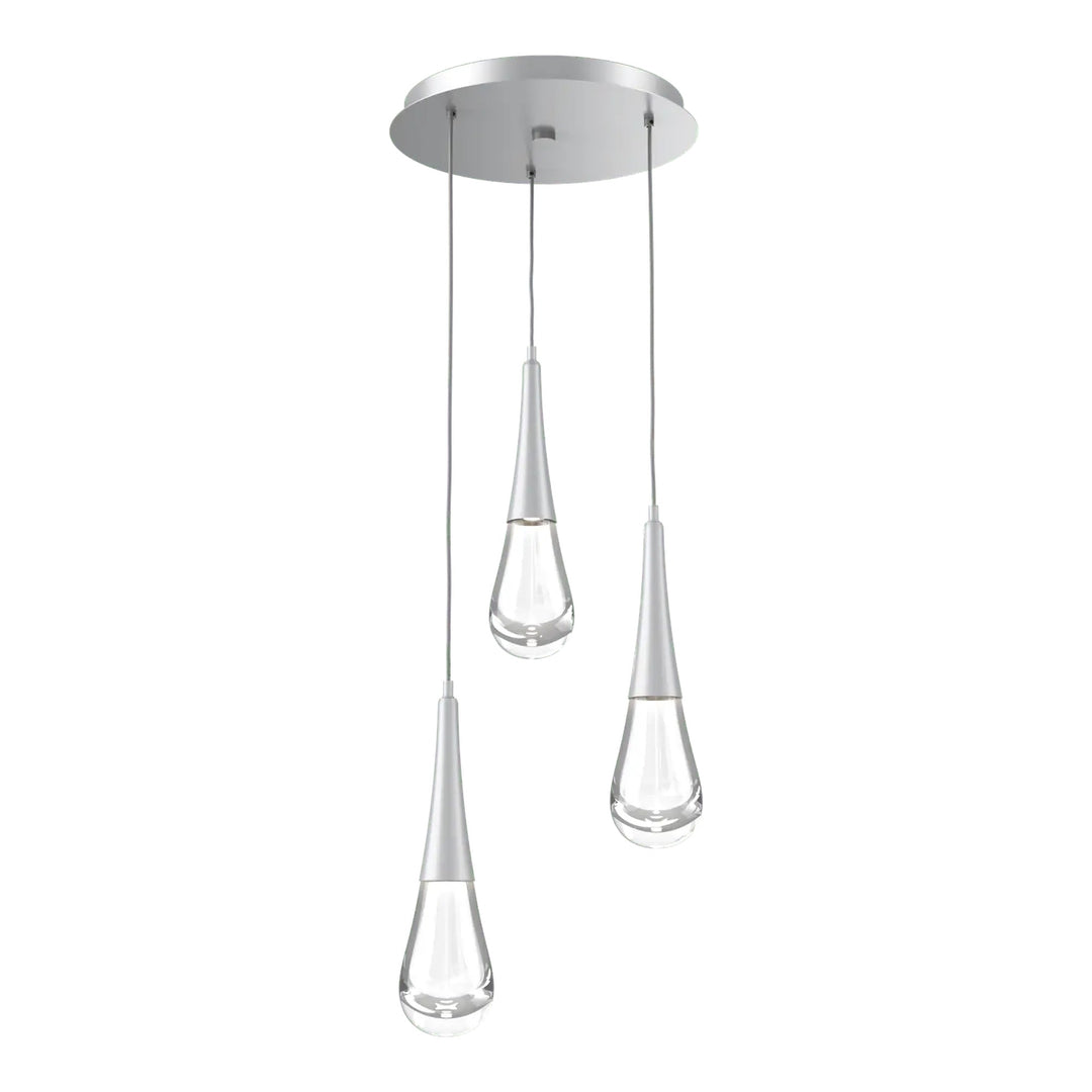 Raindrop Round Pendant Chandelier by Hammerton Studio 3 Lights in Classic Silver with Clear glass on adjustable cord