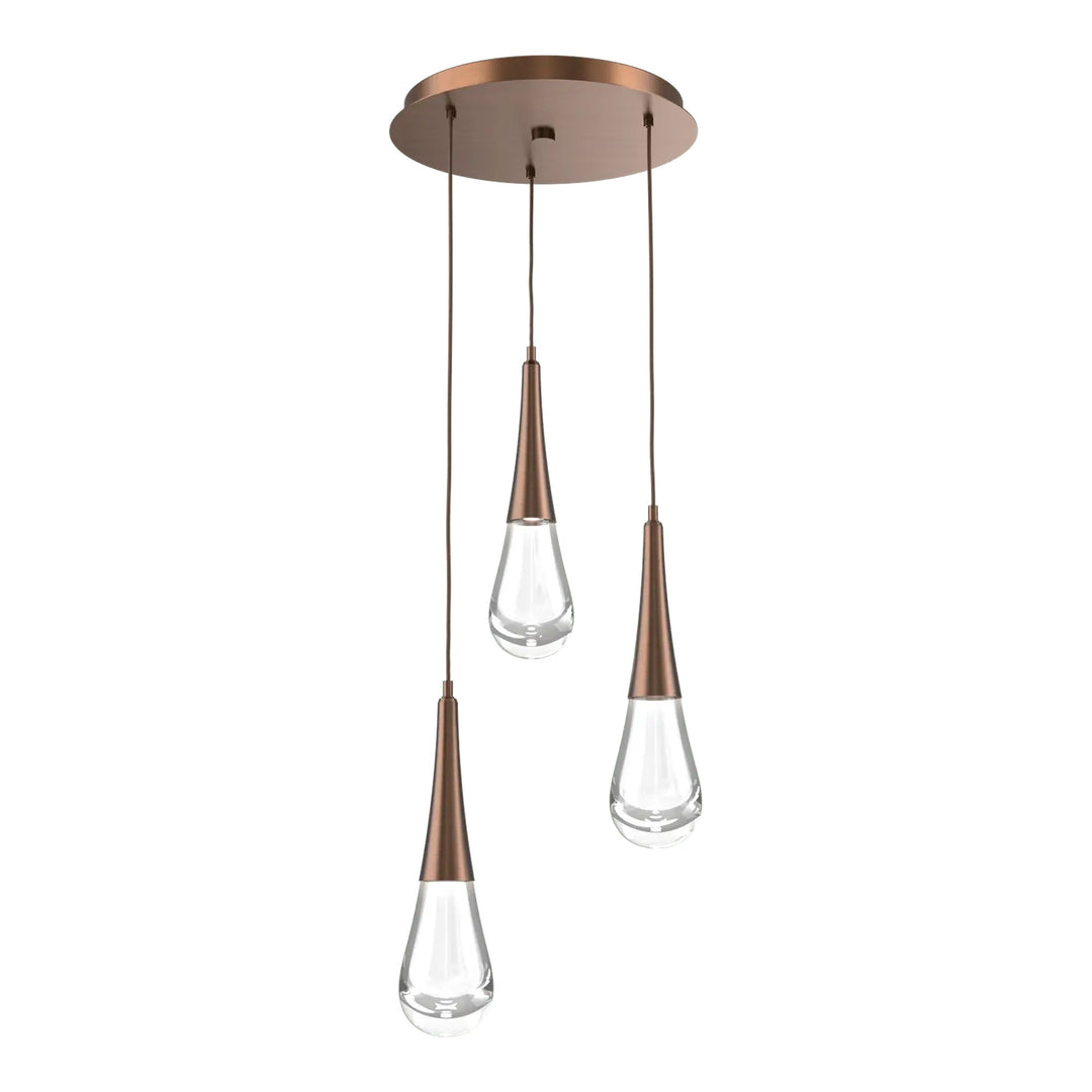 Raindrop Round Pendant Chandelier by Hammerton Studio 3 Lights in Oil-Rubbed Bronze with Clear glass on adjustable cord