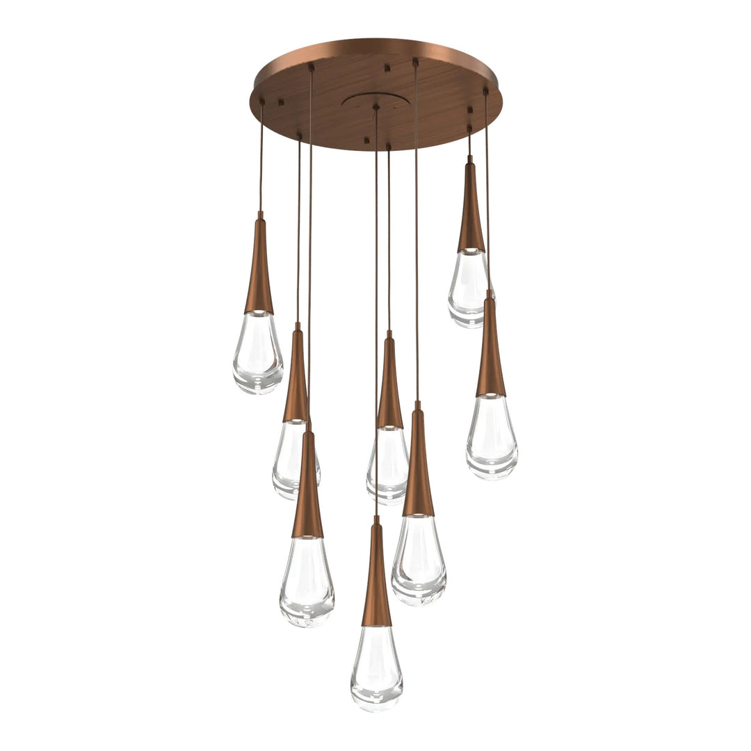 Raindrop Round Pendant Chandelier by Hammerton Studio 8 Lights in Oil-Rubbed Bronze with Clear glass on adjustable cord