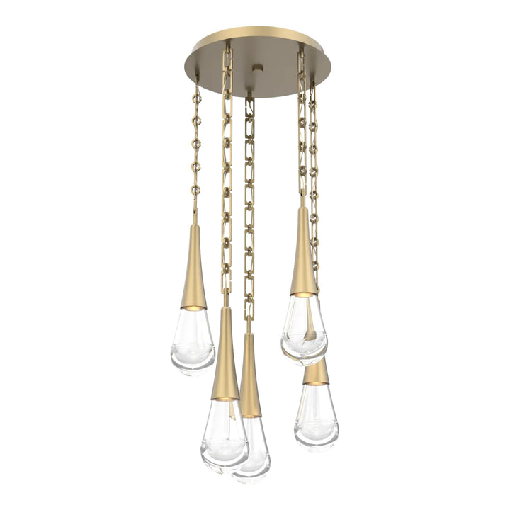 Raindrop Round Pendant Chandelier by Hammerton Studio on Rectangular Chain