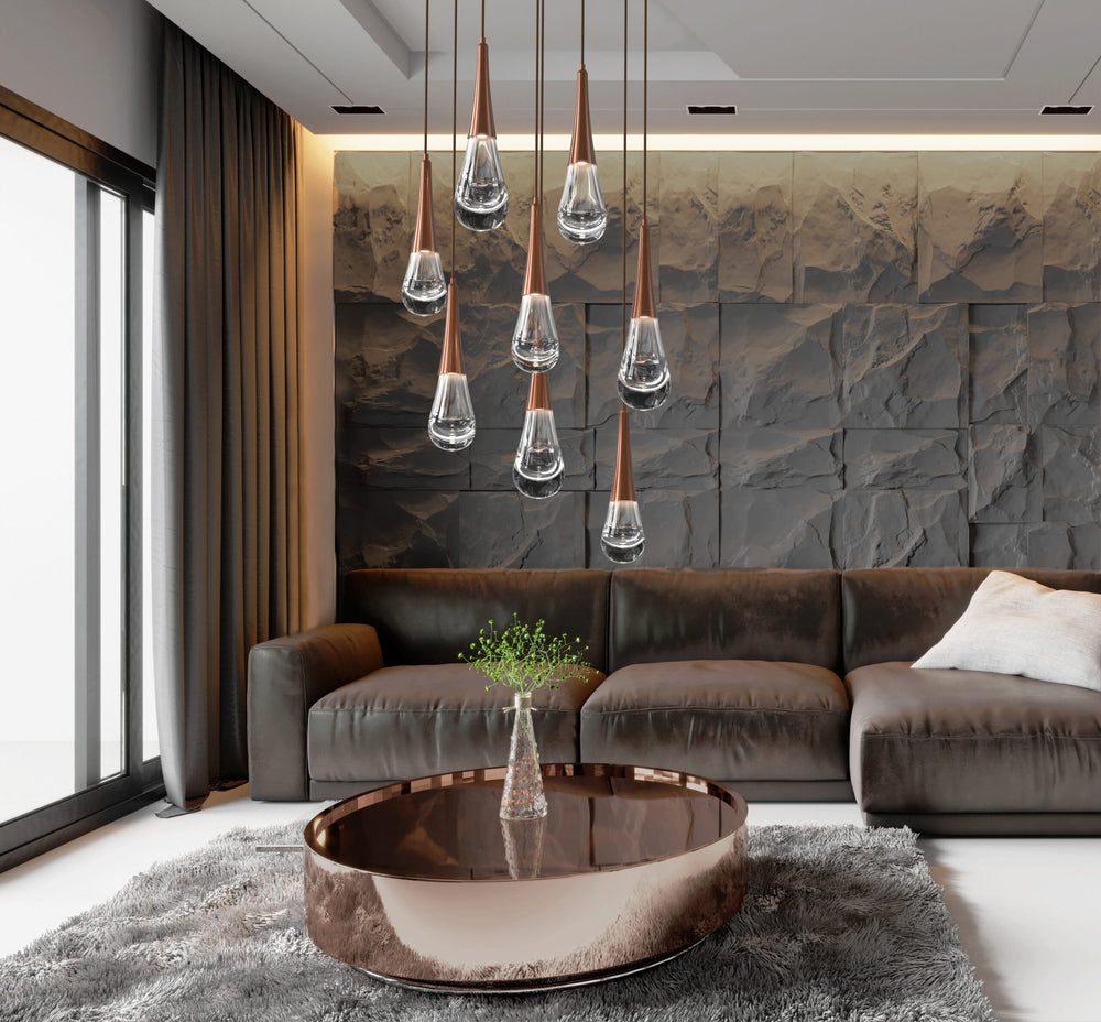 Raindrop Round Pendant Chandelier by Hammerton Studio in a styled interior
