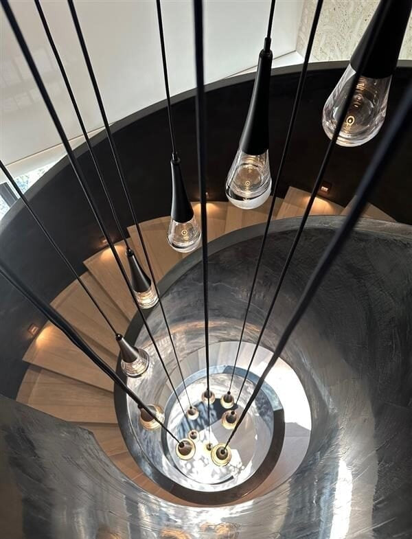 Raindrop Round Pendant Chandelier by Hammerton Studio in a styled interior