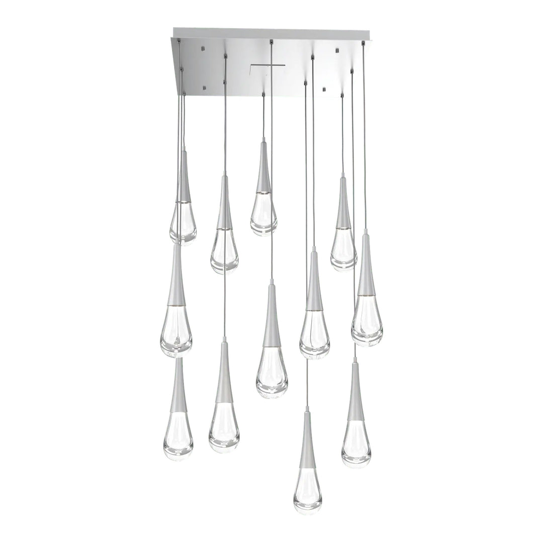 Raindrop Square Pendant Chandelier by Hammerton Studio 12 Lights in Classic Silver with Clear glass