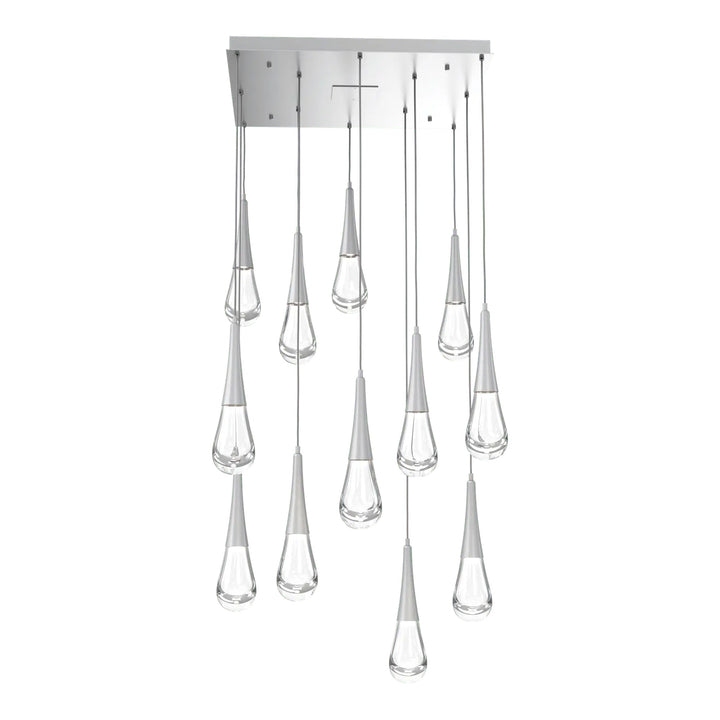 Raindrop Square Pendant Chandelier by Hammerton Studio 12 Lights in Classic Silver with Clear glass