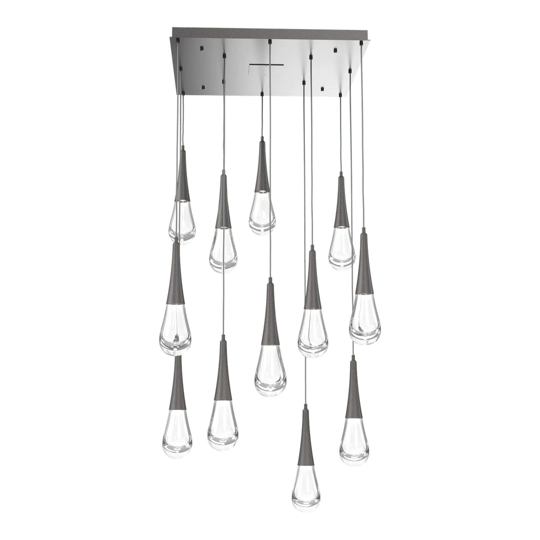 Raindrop Square Pendant Chandelier by Hammerton Studio 12 Lights in Graphite with Clear glass