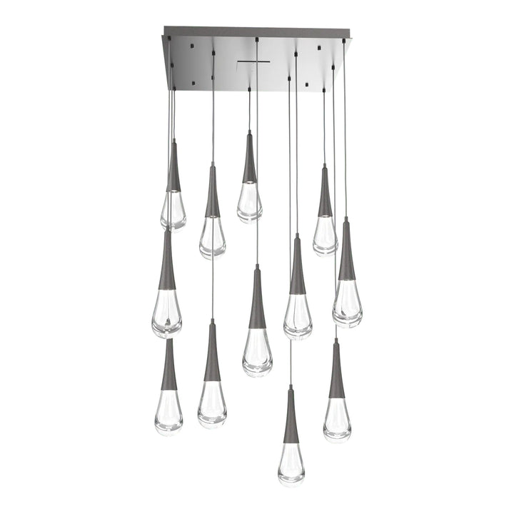 Raindrop Square Pendant Chandelier by Hammerton Studio 12 Lights in Graphite with Clear glass