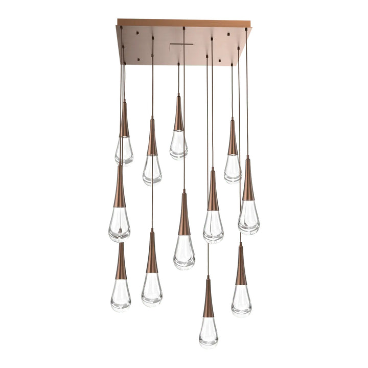 Raindrop Square Pendant Chandelier by Hammerton Studio 12 Lights in Oil-Rubbed Bronze with Clear glass