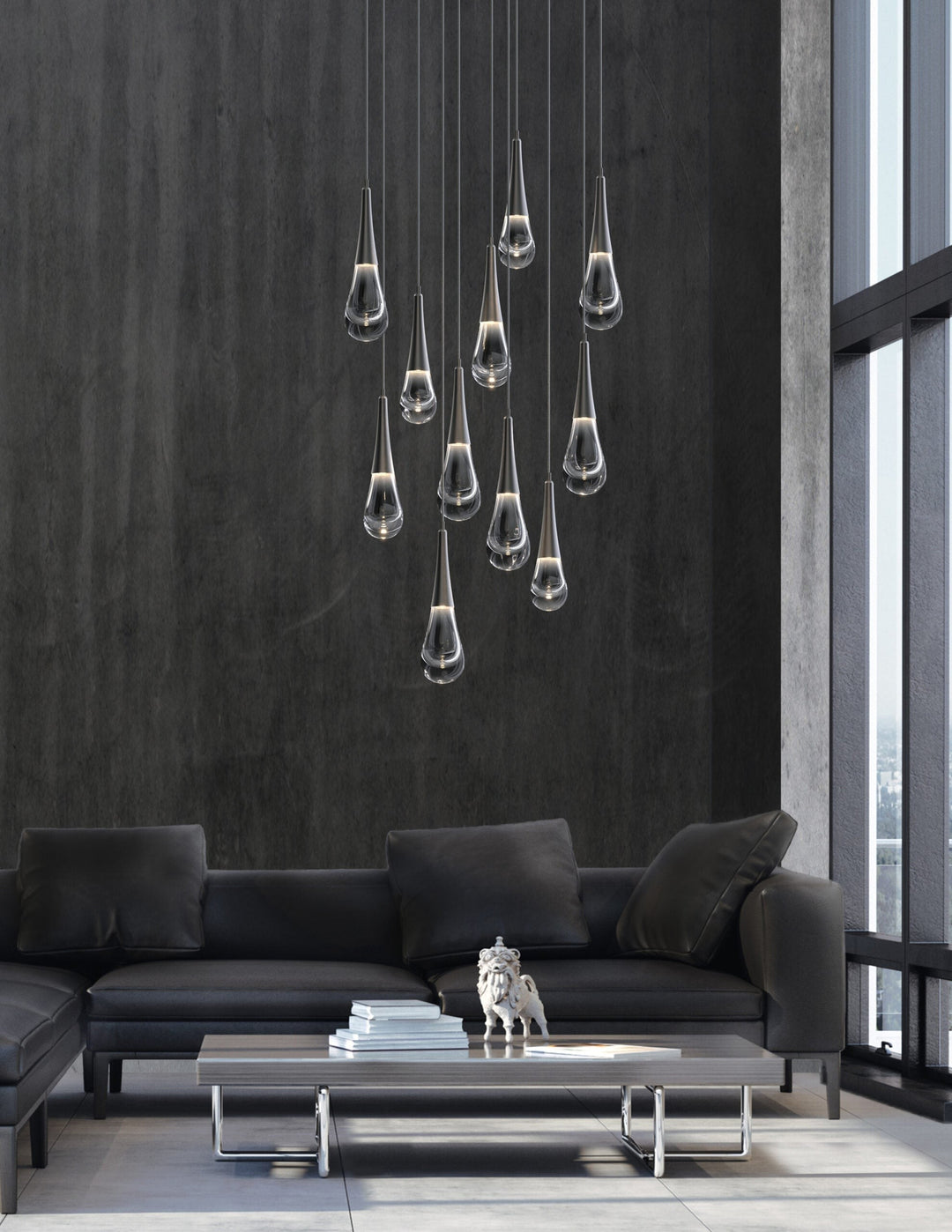 Raindrop Square Pendant Chandelier by Hammerton Studio in a styled interior