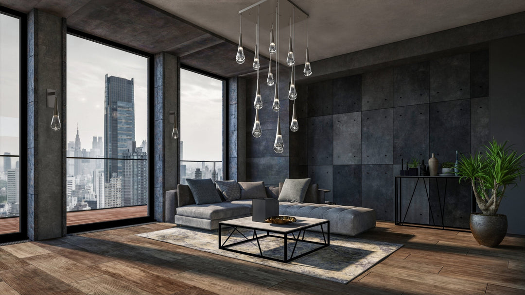 Raindrop Square Pendant Chandelier by Hammerton Studio in a styled interior