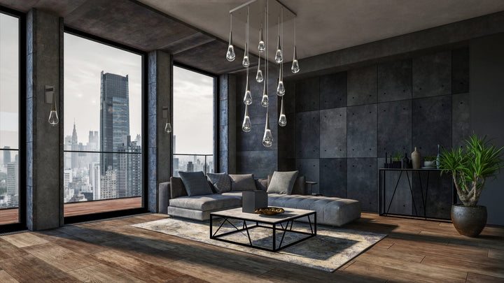 Raindrop Square Pendant Chandelier by Hammerton Studio in a styled interior